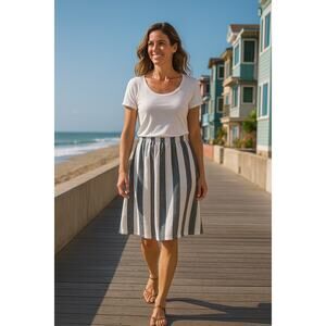 Catherine Malandrino 100% Linen Skirt Womens Size Medium Pockets Minimalist